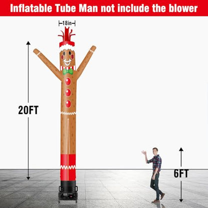 20FT Tall Gingerbread Man Inflatable Tube Man - Wacky Wavy Dancing Guy for Outdoor Decoration Advertising - Variation: Gingerbread Man-20FT