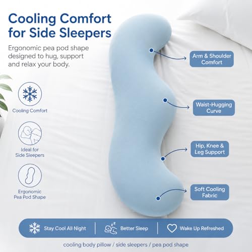 Full Body Support Pillow for Side Sleepers Gray 43.3 Inches - Cooling & Ergonomic
