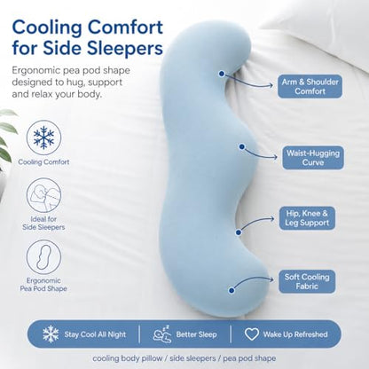 Full Body Support Pillow for Side Sleepers Gray 43.3 Inches - Cooling & Ergonomic