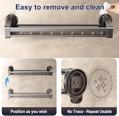 Heavy Duty Suction Cup Shelf 50cm Wall-Mounted Organizer for Bathroom & Kitchen