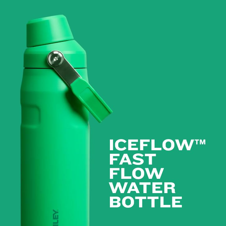 Stanley IceFlow Fast Flow Water Bottle 16 oz | Angled Spout Lid | Lightweight and Leakproof for Travel and Sports | Insulated Stainless Steel | BPA-Free |Tigerlily