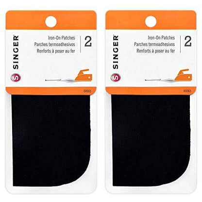 Singer 5-inch-by-5-inch Iron-On Patches, Black, 2 per Package (2 Pack)