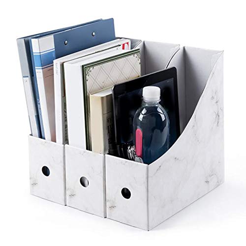Waterproof Cardboard Magazine Holder with Marble Pattern - Desk Organizer Storage Box