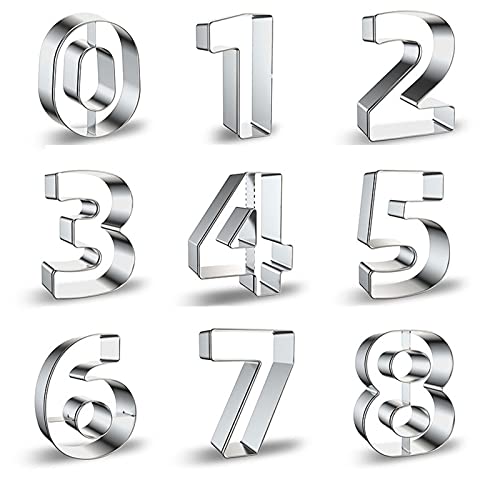 Comais Number Cookie Cutters Set - 2-Inch Round Corners Stainless Steel 9Pcs, Reversible 6 & 9