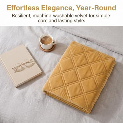 White Velvet Quilted Headboard Cover for Full/Queen Bed - Washable & Stylish