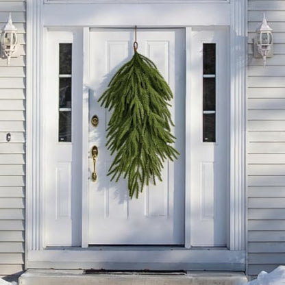 2 Pcs 25-Inch Realistic Norfolk Pine Swag for Front Door - Holiday & Decor
