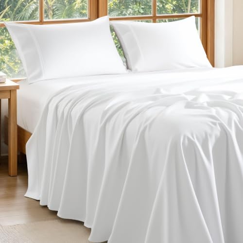 Egyptian Cotton King Sheets Set - White, 1800 Thread Count, 4-Piece