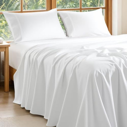 Egyptian Cotton King Sheets Set - White, 1800 Thread Count, 4-Piece