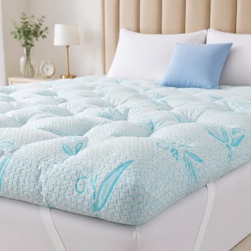 Blue 5 Inch Mattress Topper Twin Size - 2100 GSM Pillow Top Comfort