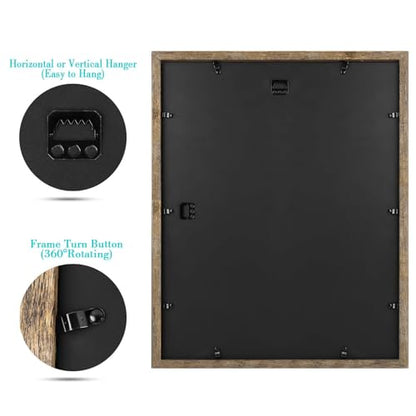 Frametory 16x20 Picture Frame for Wall, Display Picture 11x14 with Mat or 16x20 Without Mat, Gifts for Family (Black, 3 Pack)
