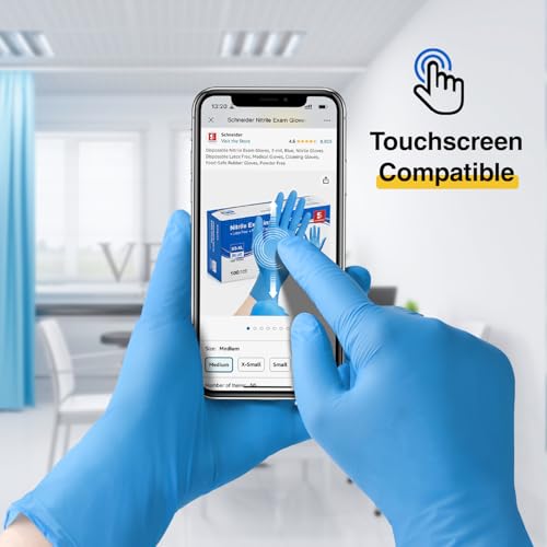 Schneider Nitrile Exam Gloves - S, 100-ct Box, Medical Grade Blue Disposable Gloves Latex Free, Rubber Glove for Cleaning, Cooking, Food Prep