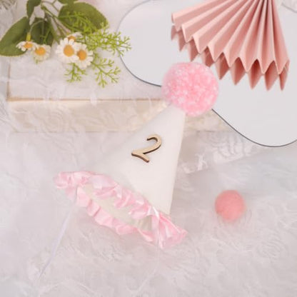 Pink Lace Half Birthday Hat for Girls - 1st & 2nd Celebration - Pink2 Variant