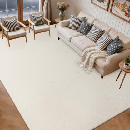 Cream White Non-Slip Nursery Rug 4x6 Feet - Soft Modern Bedroom & Living Room Carpet with Memory Foam
