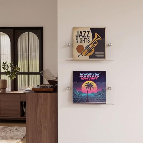 Wall Mount Acrylic Magazine and Vinyl Record Holder Rack - 15.7 Inch