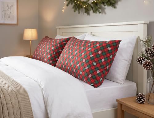 Sunflower King Cotton Pillowcases Set of 2 - Christmas Plaid, 20x40 Inches
