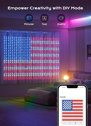 400 RGB LED Smart Curtain Lights with App Control - 6.6x6.6Ft, Customizable Colors & Scenes