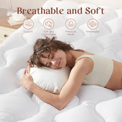 5 Inch King Memory Foam Mattress Topper - White King Size, Back Pain Relief