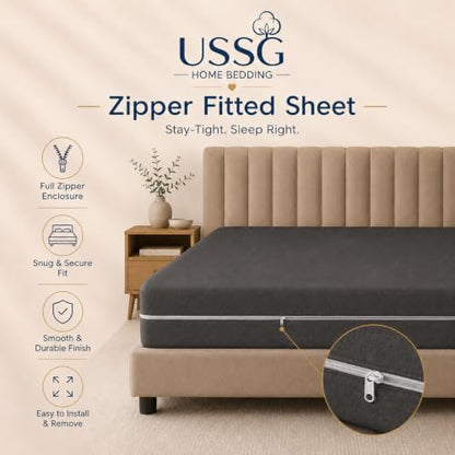 Queen Zipper Fitted Mattress Cover - 8-Inch Deep Microfiber Encasement