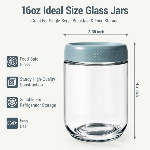 16 oz Glass Meal Prep Containers with Leak-Proof Lids - 6 Pack