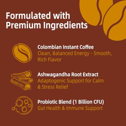 Mushroom Coffee - Instant Coffee with 26 Mushroom Complex, 6.35 oz, 90 Servings