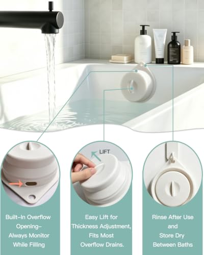 Adjustable Silicone Magnetic Bathtub Overflow Drain Cover for Deep Soaks