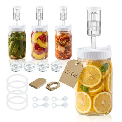 32oz Wide Mouth Mason Jar Fermentation Kit with Airlock & Glass Weights