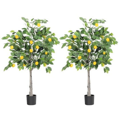 Artificial Lemon Tree with Pot - 4ft Indoor Outdoor Decor, Realistic Design