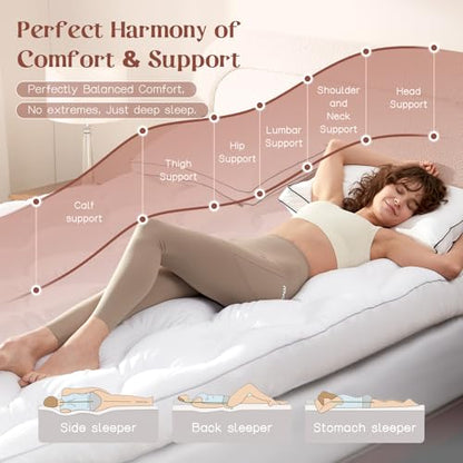 5 Inch King Memory Foam Mattress Topper - White King Size, Back Pain Relief