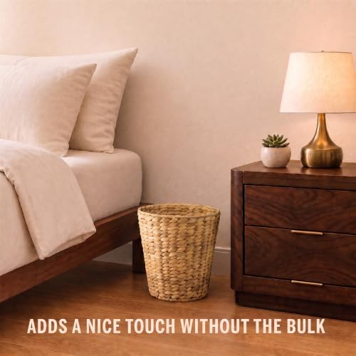 Natural Water Hyacinth 2-Pack 3 Gallon Decorative Wicker Trash Cans for Bathroom