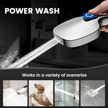 High Pressure Handheld Shower Head with Hose, 5.5-Inch Rainfall Panel & 4 Spray Modes