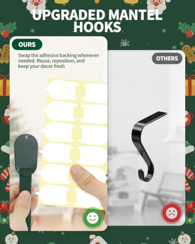 Green Christmas Garland Hangers for Mantle - 6 Pack