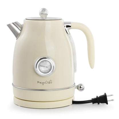 MegaChef 1.7L Electric Tea Kettle & 2 Slice Toaster Combo - Glossy Cream