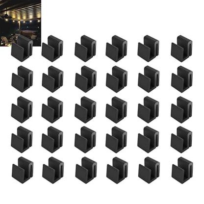 Outdoor String Light Clips for Pergolas - No Drill Wire Management Hooks, Black, 30 Pack