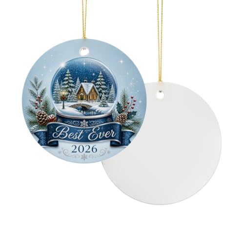 Christmas Snow Globe Ornament - Winter Village Scene with