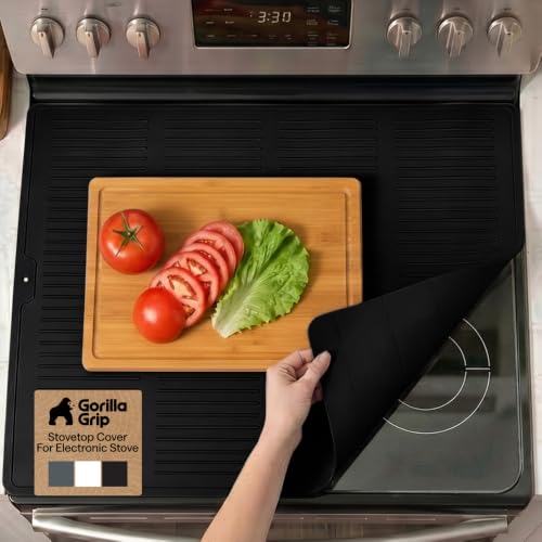 Gorilla Grip Silicone Stove Cover - 28x20 Inch Black Non-Slip Cooking Protector
