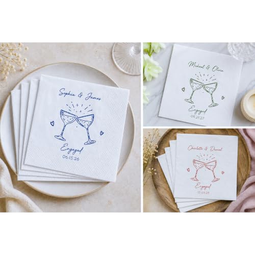 Personalized Wedding Cocktail Napkins - Design 1, Custom Text for Bridal Shower & Reception