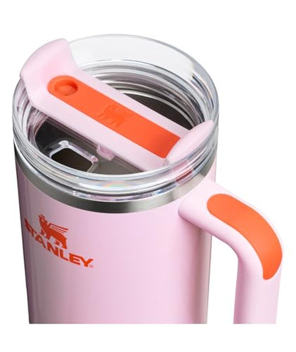STANLEY Quencher H2.0 Tumbler with Handle and Straw 40 oz | Flowstate 3-Position Lid | Cup Holder Compatible for Travel | Insulated Stainless Steel Cup | BPA-Free | Rose Petal Shimmer