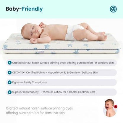 35x20 Baby Bassinet Mattress Pad - 2-Inch Gel & Foam Dual Sided with Removable Cover - Rectangular 35'' x 20'' x 2'' Variation