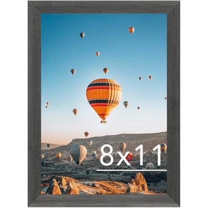 JCJMY 8x11 Picture Frame Silver Gray for Wall Hanging or Tabletop, Wall Mounting Horizontally or Vertically, 8 x 11 Wall Gallery Poster Photo Frame for 8 by 11 Photo, Silver Gray