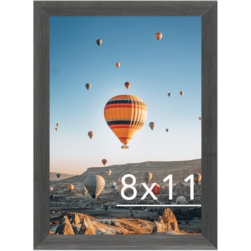JCJMY 8x11 Picture Frame Silver Gray for Wall Hanging or Tabletop, Wall Mounting Horizontally or Vertically, 8 x 11 Wall Gallery Poster Photo Frame for 8 by 11 Photo, Silver Gray