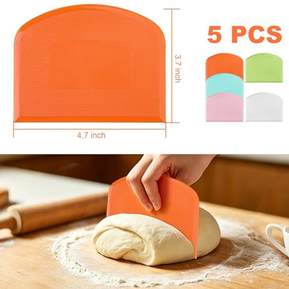 Flexible Dough Scraper & Cutter Set - 5-Piece Kitchen Utensils for Baking