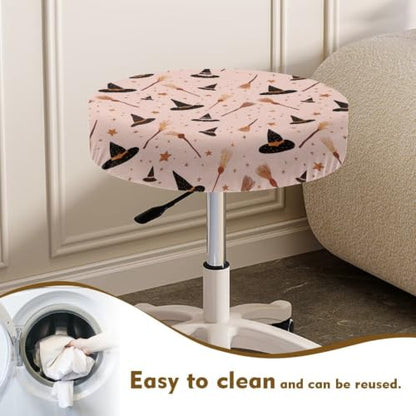 KEIAHUAN 2 Pack Round Bar Stool Seat Covers - Witch Hat Print, Fits 12-16 Inch