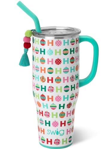 40oz Insulated Travel Mug with Handle and Straw - Large Stainless Steel Tumbler