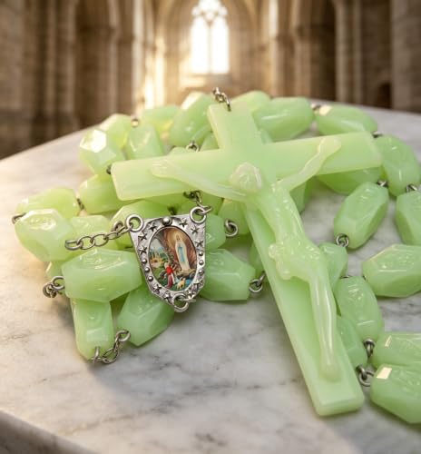 Large Glow in the Dark Wall Cross Rosary for Prayer and Decor