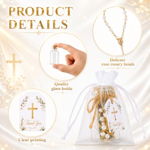 80 Pcs Baptism Favor Set with Mini Rosary & Holy Water Bottles Gift