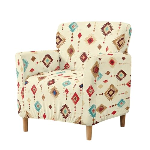 Southwest Aztec Beige Non Slip Armchair Slipcover with Elastic Bottom - Modern Sofa Chair Cover
