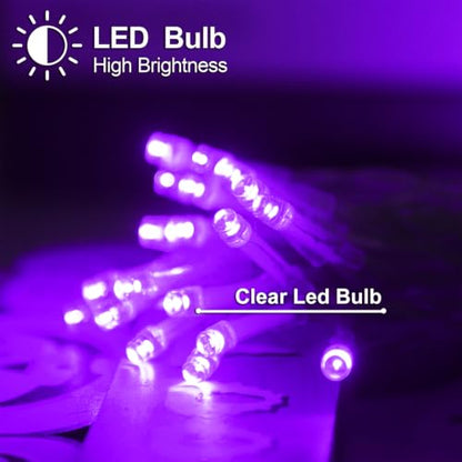 Purple Fairy String Lights Battery Operated Halloween Decor - 26ft with 8 Modes