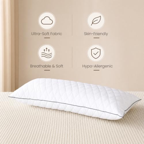 SHOUREN Body Pillow - Long Bed Pillow for Adults, 14x36in, White