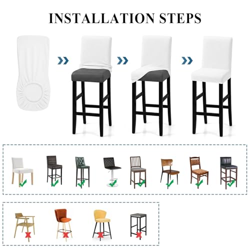 Halloween Bat Stretch Bar Stool Covers Set of 4 - Linen Slipcovers for Counter Height Chairs
