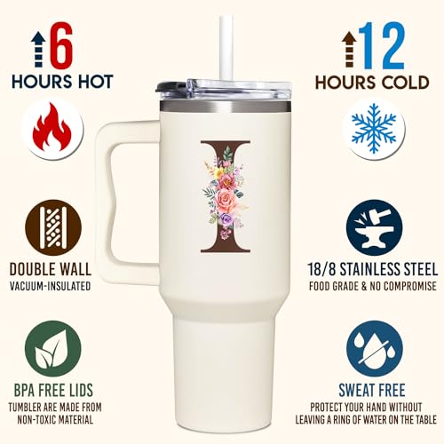 Personalized Monogrammed 40oz Tumbler for Women - Custom Gift I